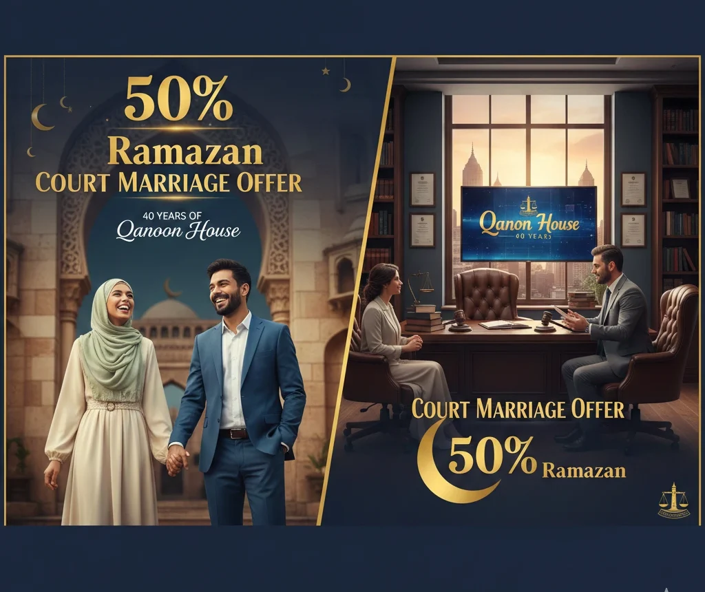 50% Ramazan Court Marriage Offer – 40 Years of Qanoon House Pakistan